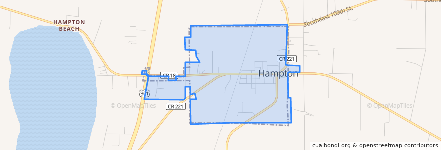 Mapa de ubicacion de Hampton.