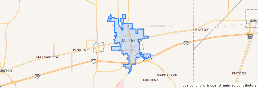 Mapa de ubicacion de Macclenny.