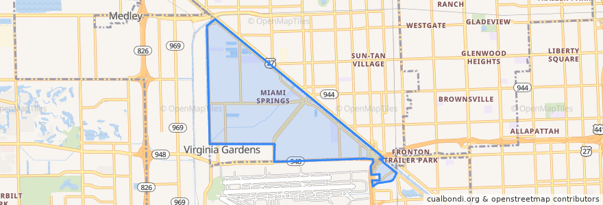 Mapa de ubicacion de Miami Springs.