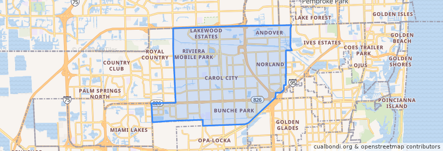 Mapa de ubicacion de Miami Gardens.