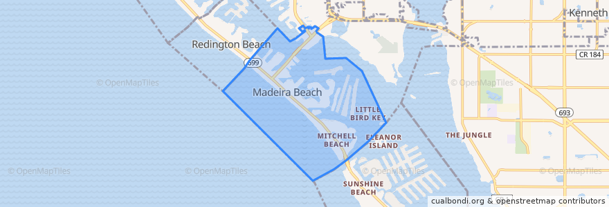 Mapa de ubicacion de Madeira Beach.