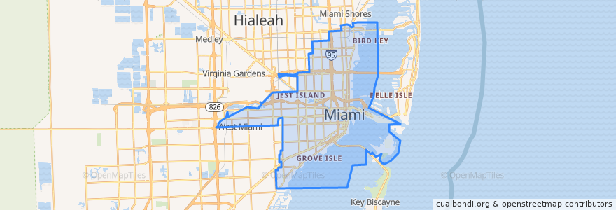 Mapa de ubicacion de Miami.