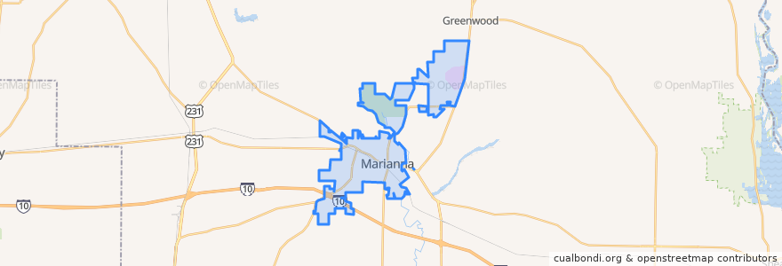 Mapa de ubicacion de Marianna.