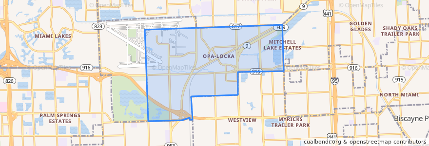 Mapa de ubicacion de Opa-locka.