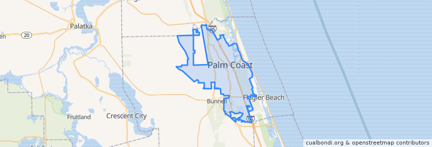 Mapa de ubicacion de Palm Coast.