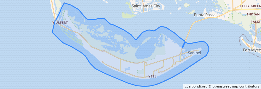 Mapa de ubicacion de Sanibel.