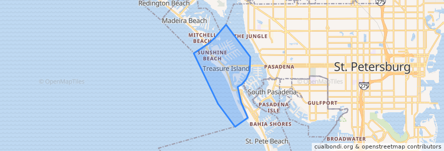 Mapa de ubicacion de Treasure Island.