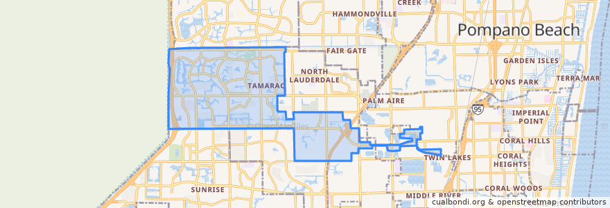 Mapa de ubicacion de Tamarac.