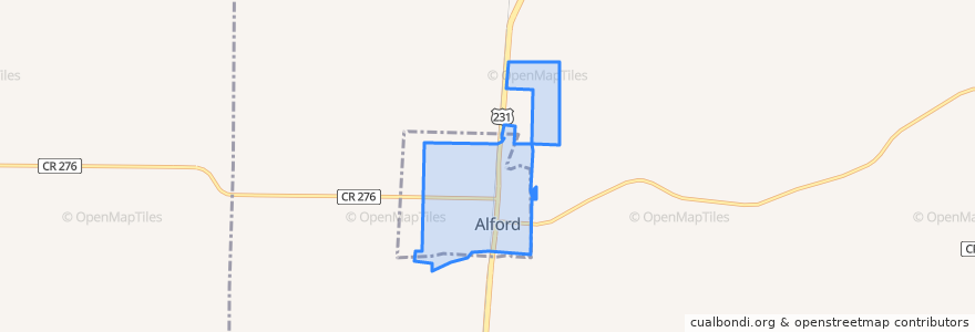 Mapa de ubicacion de Alford.