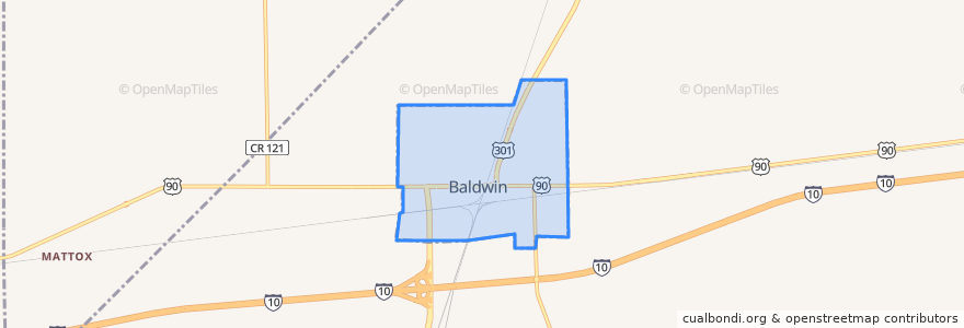 Mapa de ubicacion de Baldwin.