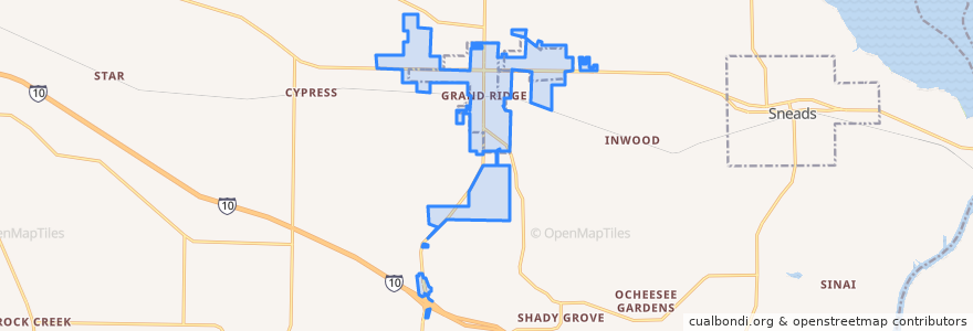 Mapa de ubicacion de Grand Ridge.