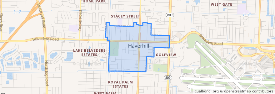 Mapa de ubicacion de Haverhill.