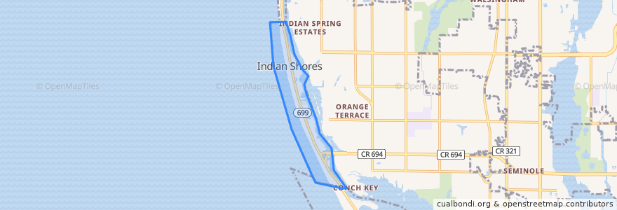 Mapa de ubicacion de Indian Shores.