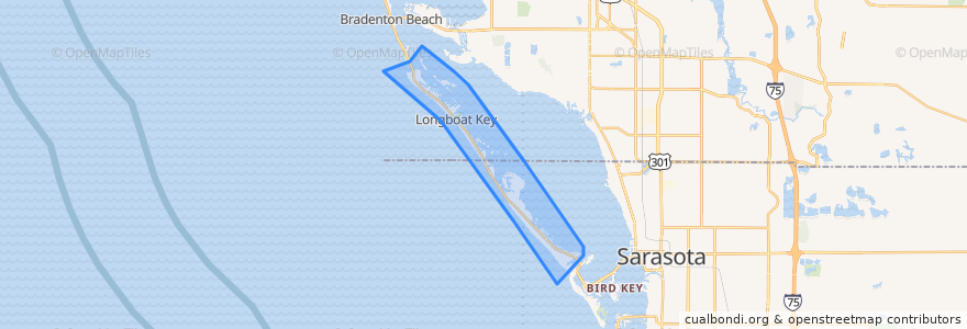 Mapa de ubicacion de Longboat Key.