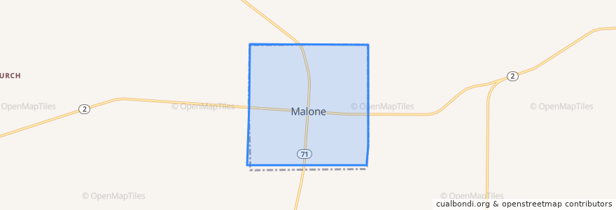 Mapa de ubicacion de Malone.