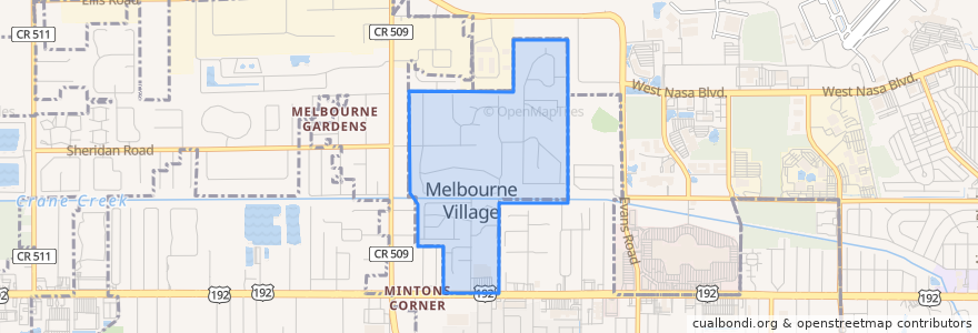 Mapa de ubicacion de Melbourne Village.