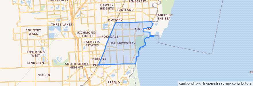 Mapa de ubicacion de Palmetto Bay.