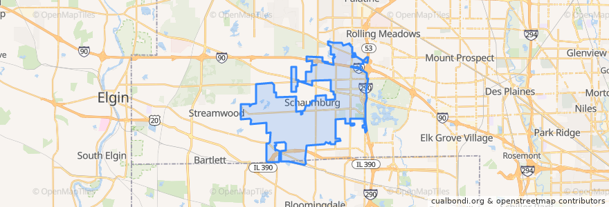 Mapa de ubicacion de Schaumburg.