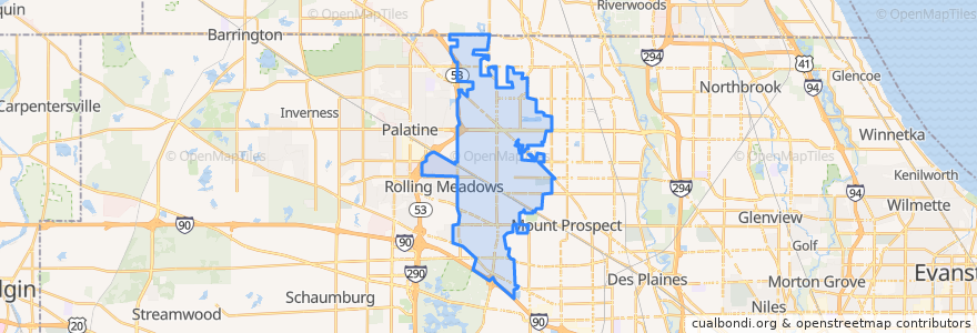 Mapa de ubicacion de Arlington Heights.