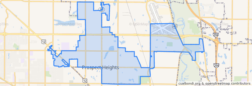 Mapa de ubicacion de Prospect Heights.