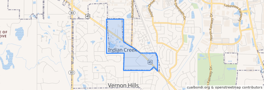 Mapa de ubicacion de Indian Creek.