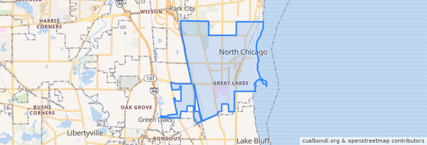 Mapa de ubicacion de North Chicago.