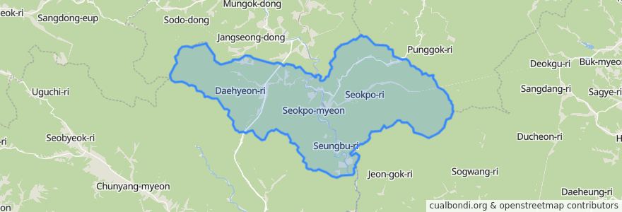 Mapa de ubicacion de 석포면.