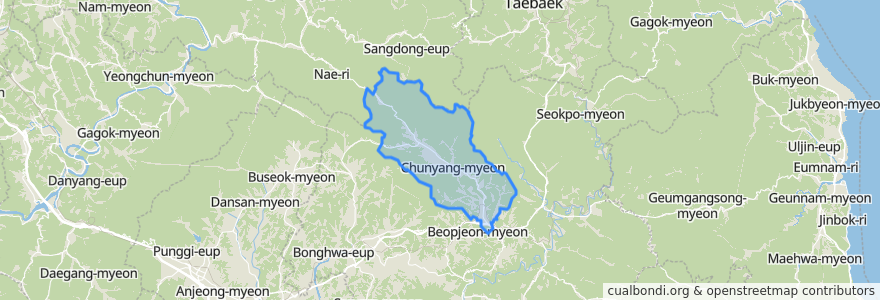 Mapa de ubicacion de Chunyang-myeon.