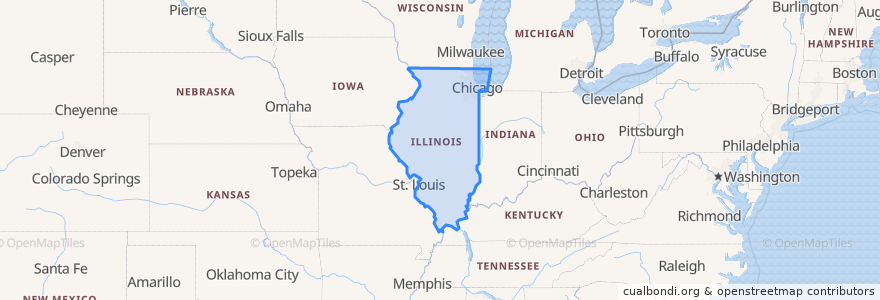 Mapa de ubicacion de Illinois.