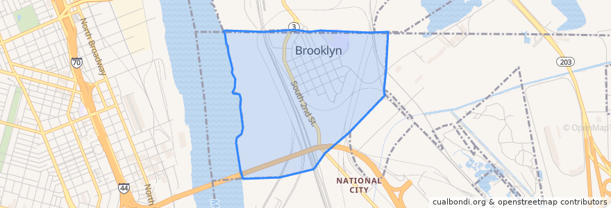 Mapa de ubicacion de Brooklyn.