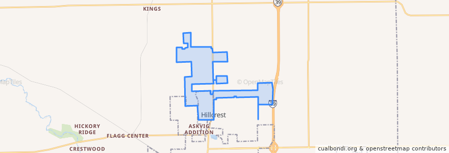 Mapa de ubicacion de Hillcrest.