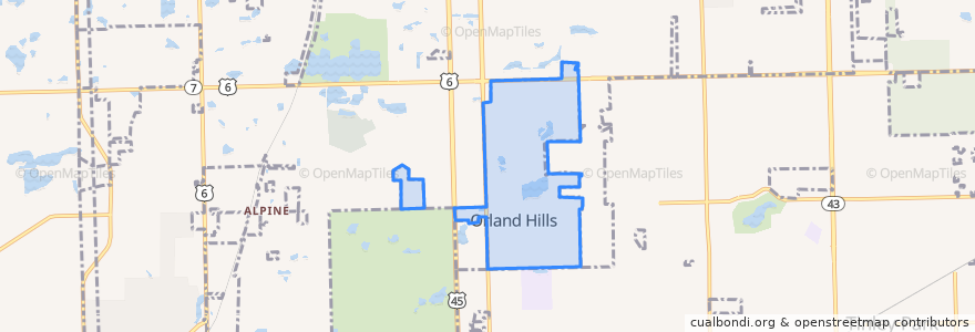 Mapa de ubicacion de Orland Hills.