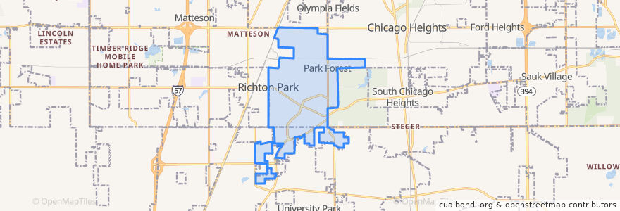 Mapa de ubicacion de Park Forest.