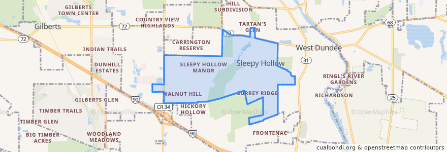 Mapa de ubicacion de Sleepy Hollow.