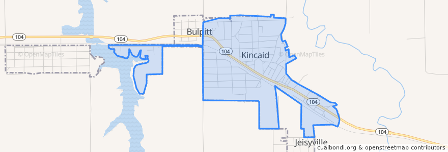 Mapa de ubicacion de Kincaid.