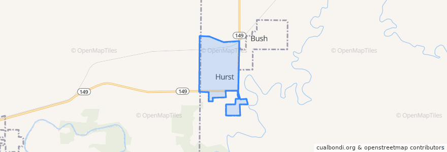 Mapa de ubicacion de Hurst.