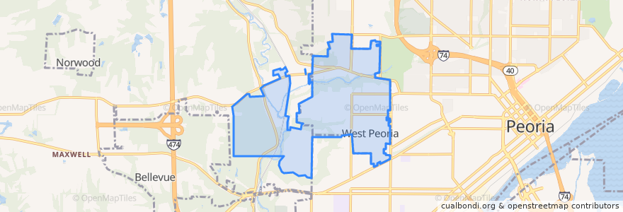 Mapa de ubicacion de West Peoria.