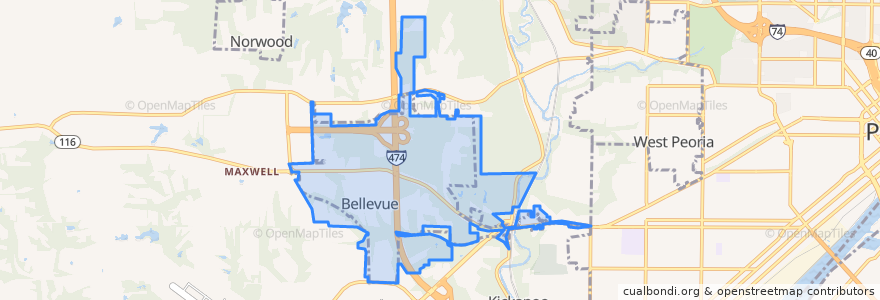 Mapa de ubicacion de Bellevue.