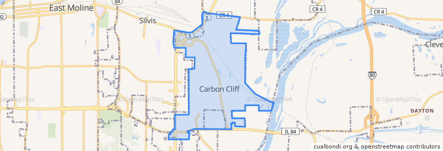 Mapa de ubicacion de Carbon Cliff.