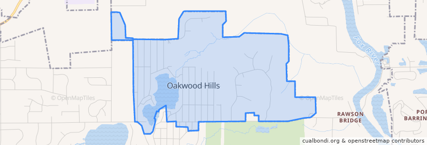 Mapa de ubicacion de Oakwood Hills.