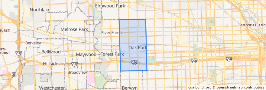 Mapa de ubicacion de Oak Park.