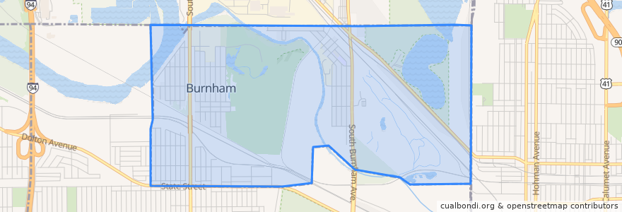 Mapa de ubicacion de Burnham.