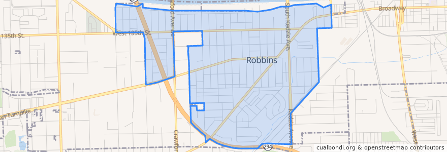 Mapa de ubicacion de Robbins.