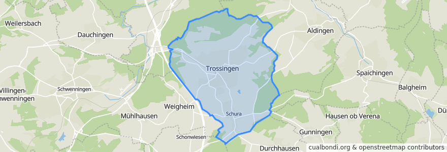 Mapa de ubicacion de Trossingen.