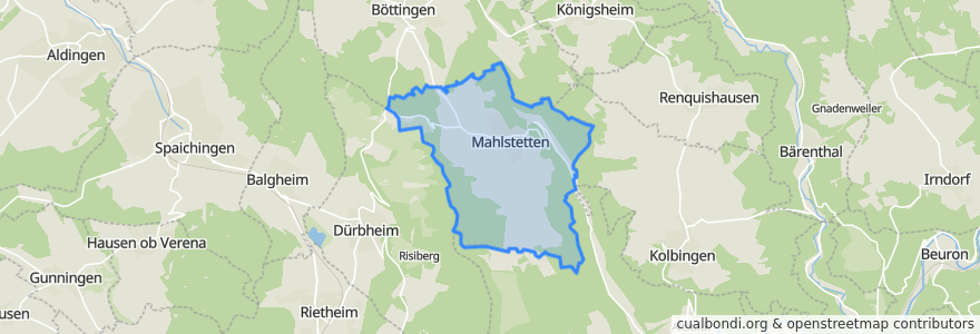 Mapa de ubicacion de Mahlstetten.