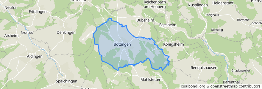 Mapa de ubicacion de Böttingen.