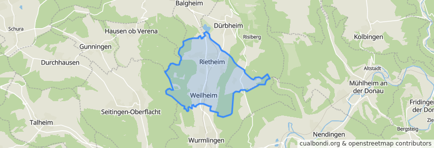 Mapa de ubicacion de Rietheim-Weilheim.