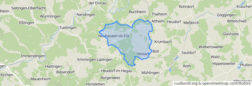 Mapa de ubicacion de Neuhausen ob Eck.