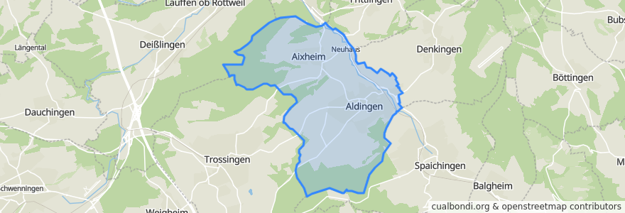 Mapa de ubicacion de Aldingen.