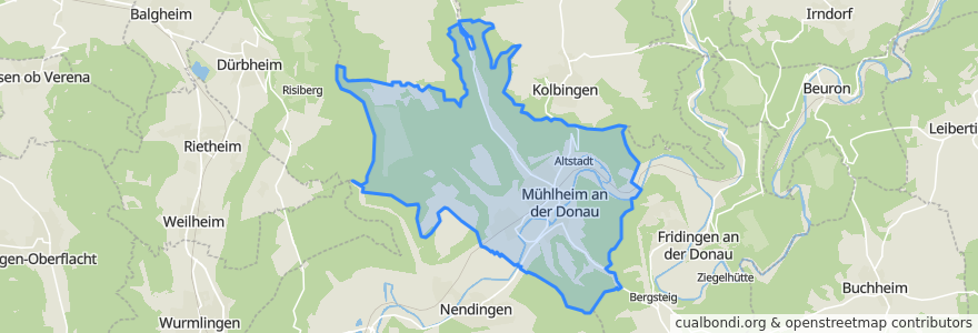 Mapa de ubicacion de Mühlheim an der Donau.